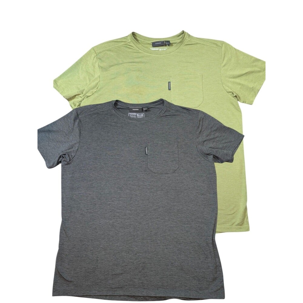 Truewerk Tech Stretch Pocket Tees Mens XL Workwear 2 Shirt Lot Grey And Green